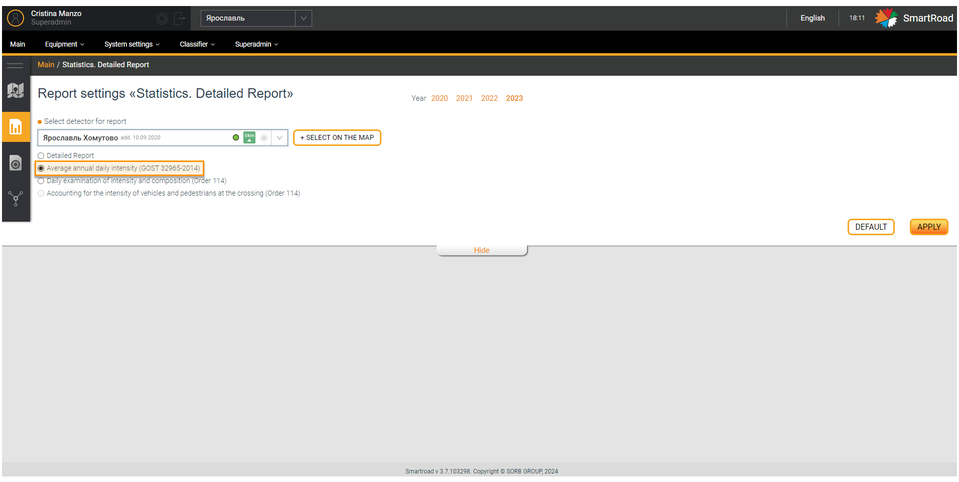 Average annual daily intensity report page