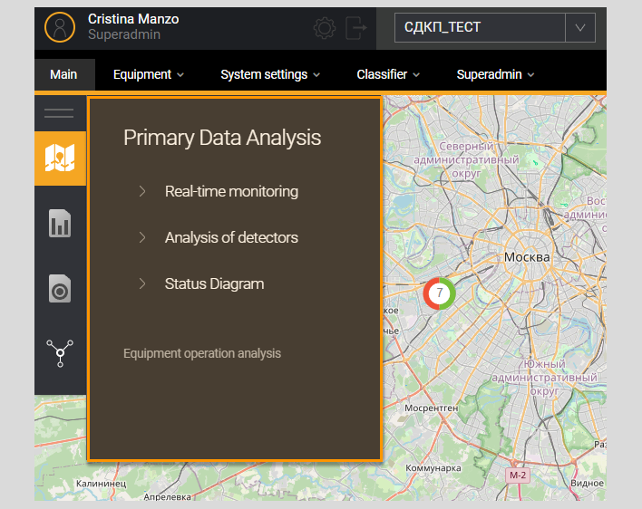 Data analysis menu